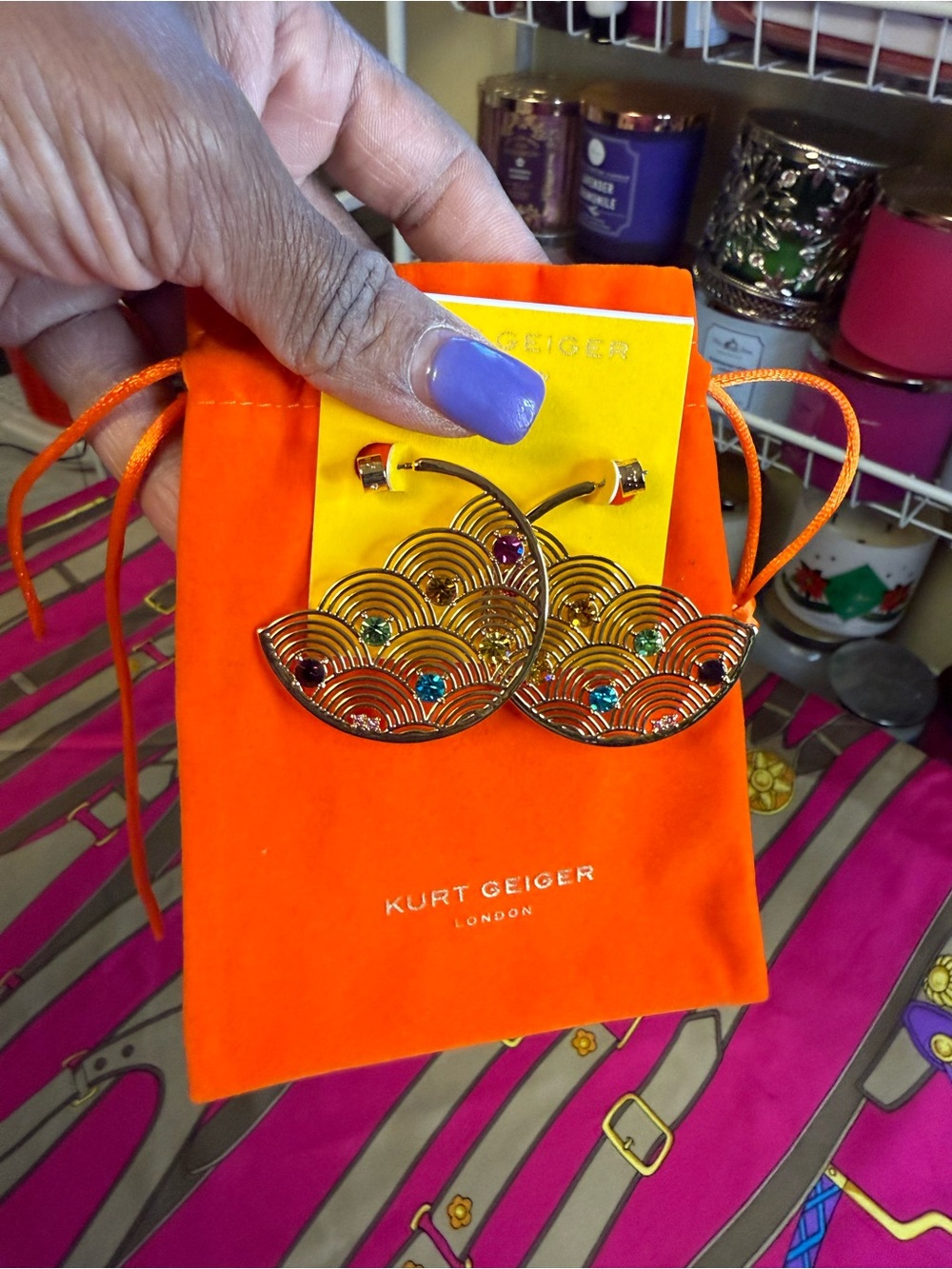 Kurt Geiger London Rainbow Crystal Statement Hoop Earrings – NWT – Dust Bag Incl